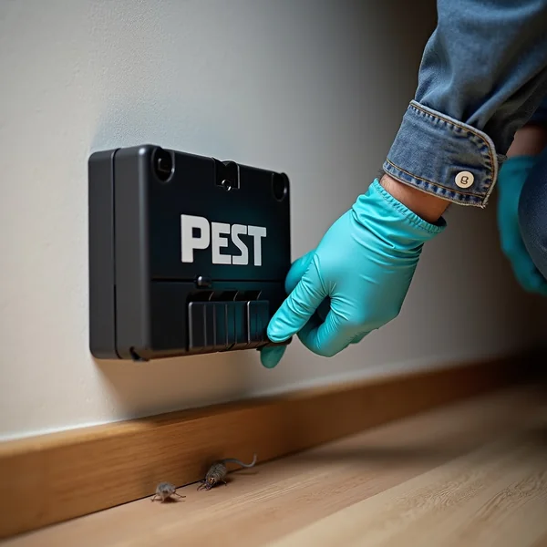 Köderstation gegen Ratten im Keller in Stein